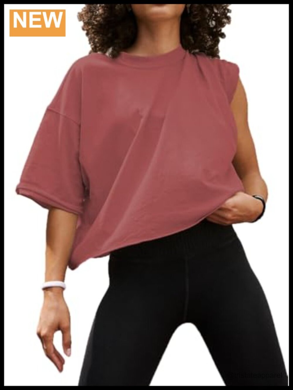 Women's Cropped Roll Hem Drop Shoulder Half Sleeve Crewneck Summer Top